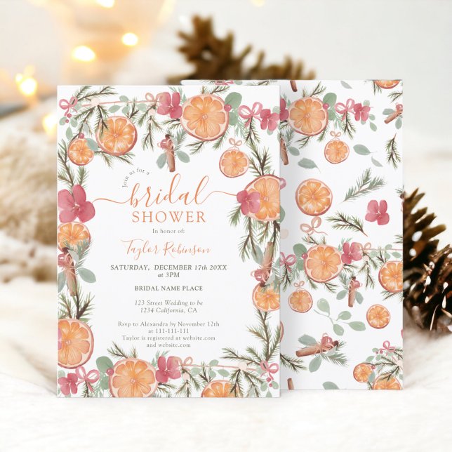 Convite Boho Winter Dried Citrus Floral Chá de panela (Boho Winter Dried Citrus Floral Bridal Shower Invitation)