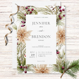 Convite Boho Winter Greenery Boughs White