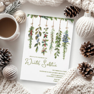 Convite Boho Winter Solstice Herb Greenery Yule Garland