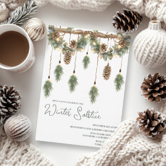 Convite Boho Winter Solstice Pine Greenery Garland