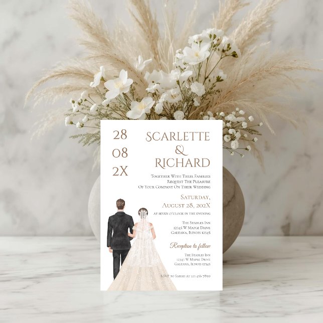 Convite Boho with bride and groom wedding (Criador carregado)