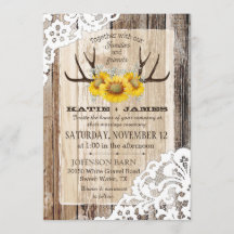 Boho Wood Sunflower Antlers Lace Rustic Wedes