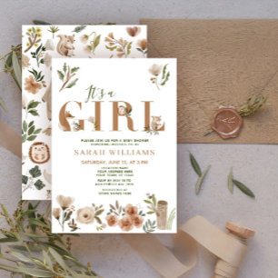 Convite Boho Woodland Animal É um Chá de fraldas