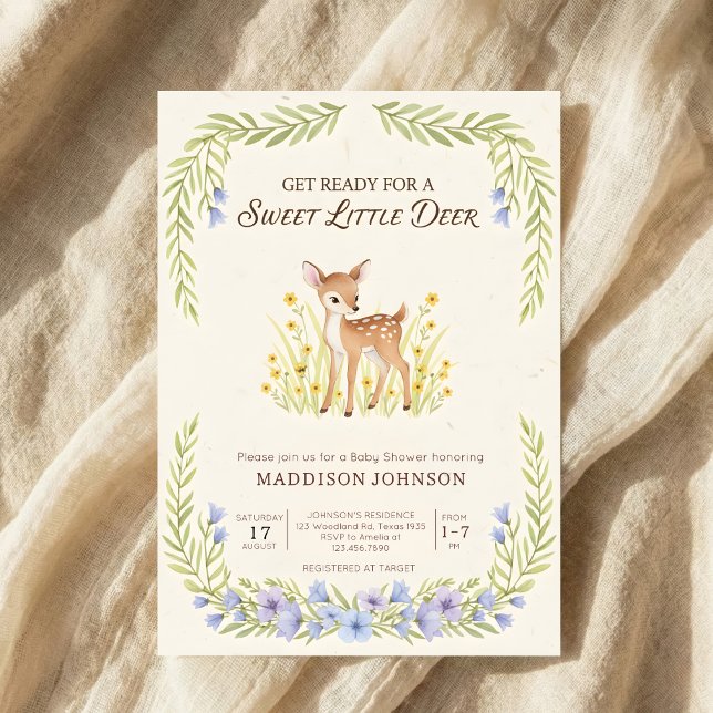 Convite boho woodland deer greenery baby shower (Criador carregado)