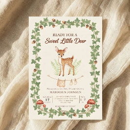Convite boho woodland deer greenery baby shower