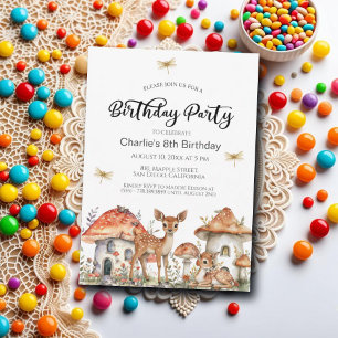 Convite Boho Woodland Forest Animal 8ª Festa de aniversári