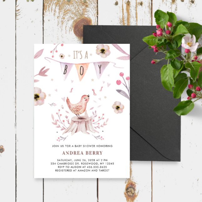 Convite Boho Woodland Forest Chá de fraldas (Criador carregado)