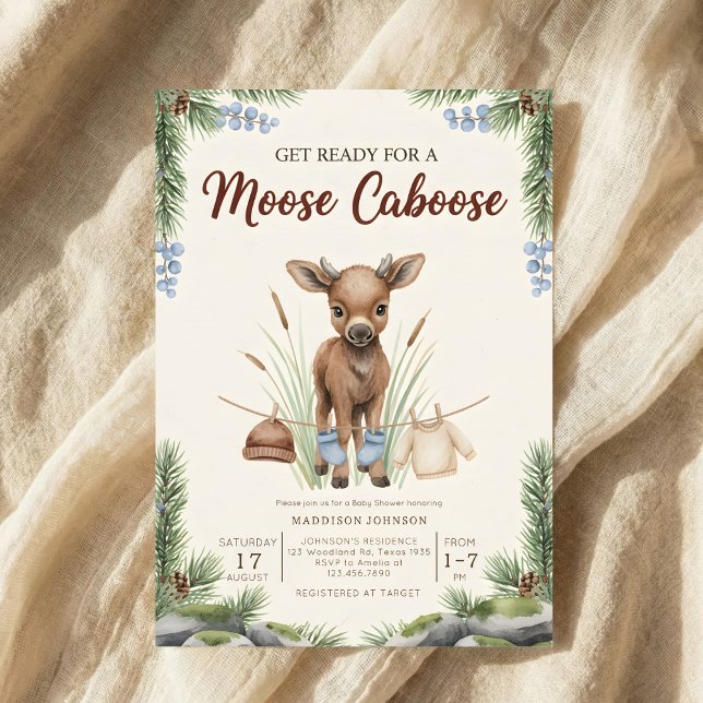 Convite boho woodland moose greenery baby shower (Criador carregado)