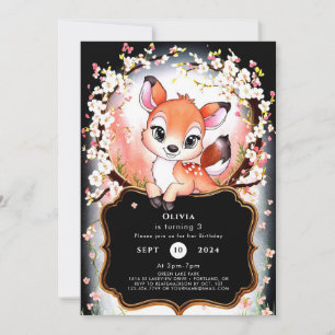 Convite Boho Woods Fawn Birthday