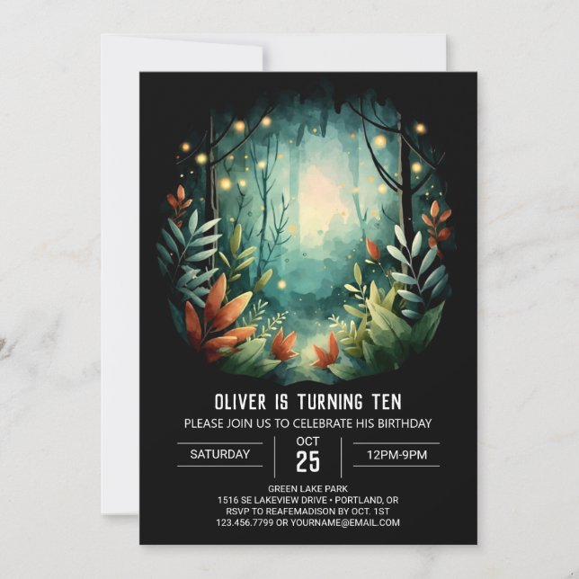 Convite Boho Woods Printable Woodland Birthday (Frente)