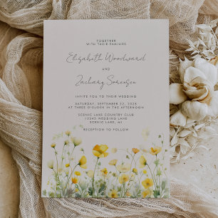 Convite Boho Yellow Buttercups Watercolor Casamento Floral