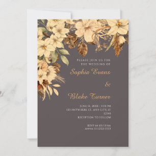 Convite Boho Yellow Floral Autumn Ash Casamento de Cinzas