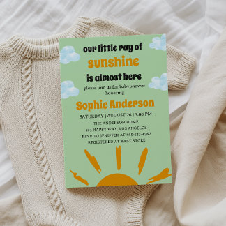 Convite Boho Yellow Little Ray Of Sunshine Baby Shower