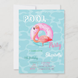 Convite Boia de piscina Flamingos Rosa Festa de Aniversári