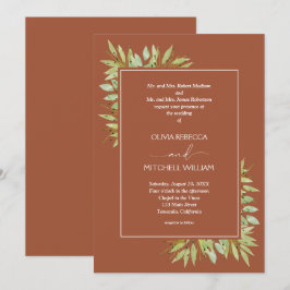 Convite Boiage Foliage Terracotta Wedding