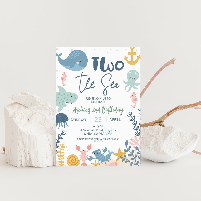 Convite Boias Amarelas Verdes Azuis Dois No Aniversário Do (Two the Sea Birthday Invitation, Under the Sea Party Boy, Ocean birthday party, 2nd birthday party,)