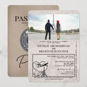 Convite Boige Paris Passport Wedding