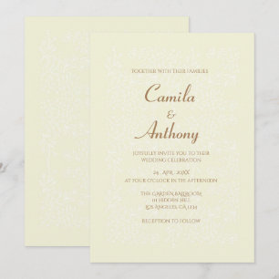 Convite Boige White Floral Impressão Border Weding