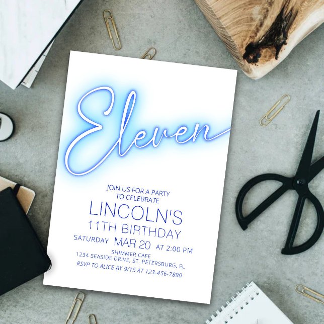 Convite Bois 11 Neon Piscina Birthday (Criador carregado)