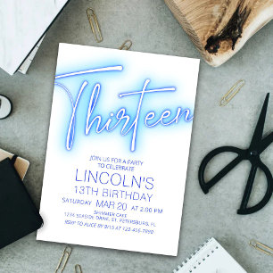 Convite Bois 13 Neon Piscina Birthday