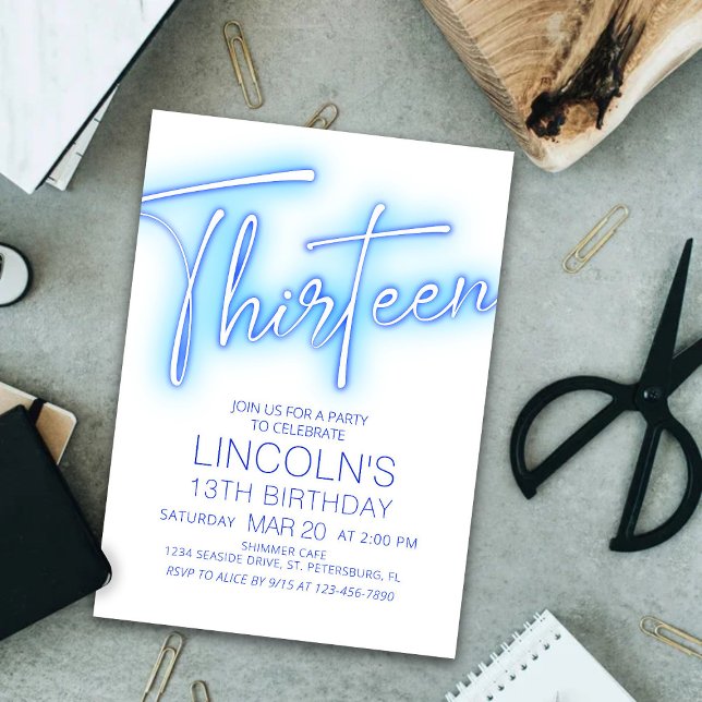 Convite Bois 13 Neon Piscina Birthday (Criador carregado)