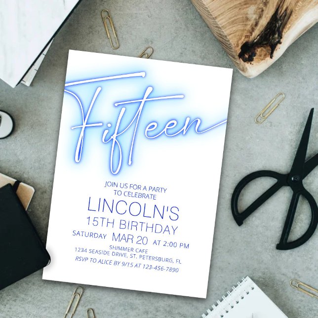 Convite Bois 15 Neon Piscina Birthday (Criador carregado)