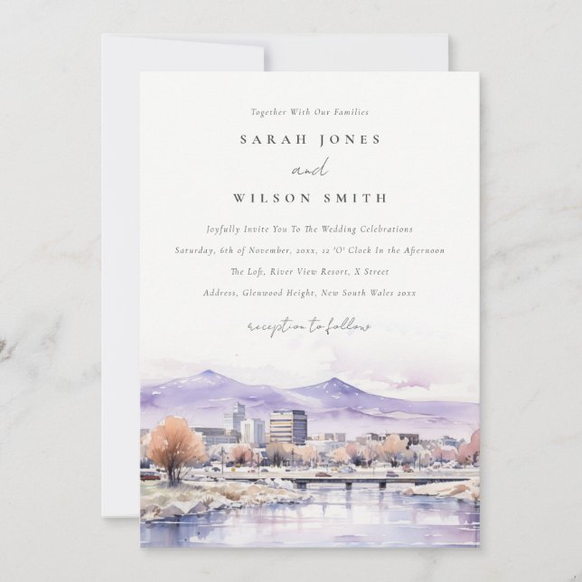 Convite Boise, Idaho Watercolor Landscape Wedding (Frente)