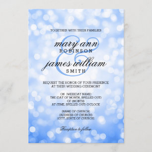 Convite Bokeh Azul Luz Elegante Casamento