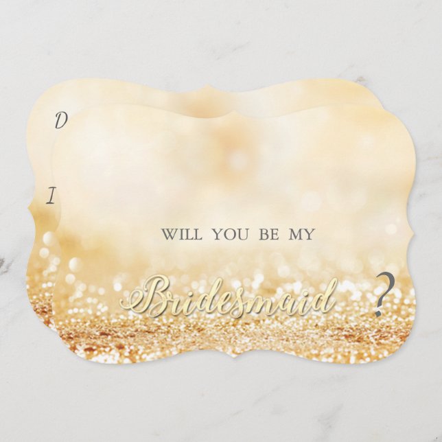 Convite Bokeh da Glittery Dourada Elegante, Placa Bridesma (Frente/Verso)