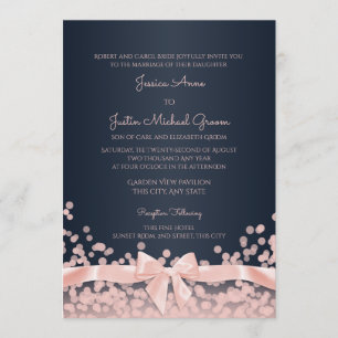 Convite Bokeh Pink e Marinho Blue Weding