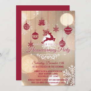 Convite Bokeh Snowflakes Winter Holiday Housearming