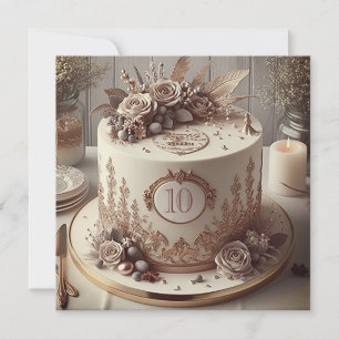 CONVITE BOLA ANIVERSÁRIA DE CASAMENTO EDITÁVEL DISTINGUIDA