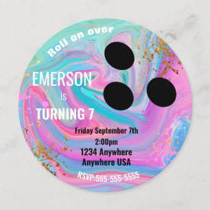 Convite Bola de boliche, boliche, festa de aniversário bri