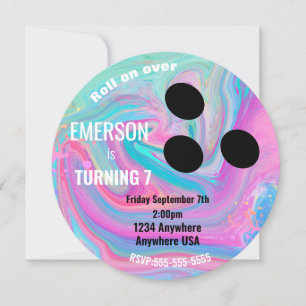 Convite Bola de boliche, boliche, festa de aniversário bri