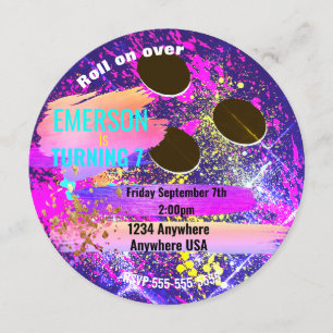 Convite BOLA DE BOLICHE neon, boliche, festa de aniversár