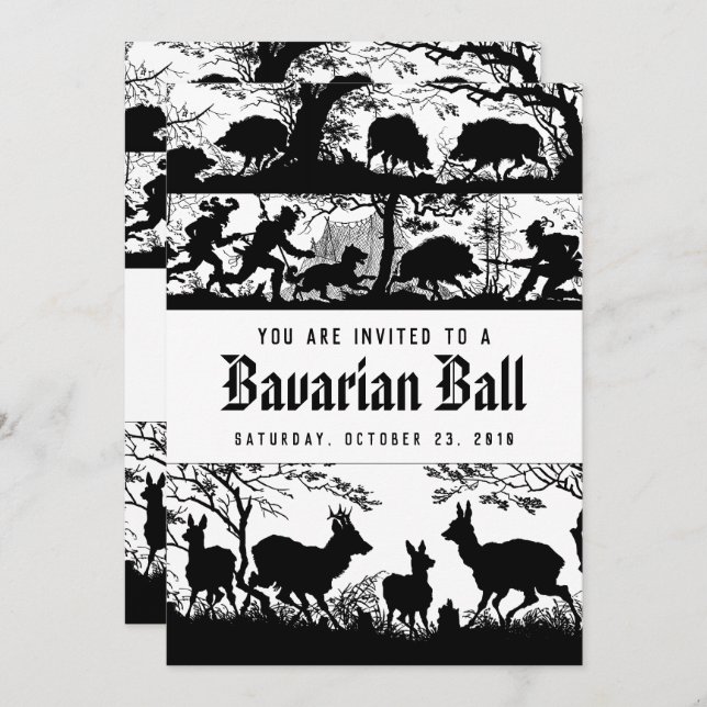 Convite Bola de Caçadores Bávaros de Estilo Alemão (Frente/Verso)