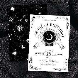 Convite Bola de cristal da lua mágica preta e branca de an