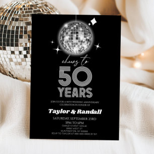 Convite Bola de Disco Parabéns pelos 50 Anos de Aniversári