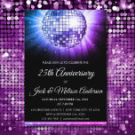 Convite Bola de Disco Roxo do Partido do Casamento 25<br><div class="desc">25º Convite de festas da festa de aniversário de casamento Disco Ball. O Convite de festas do Casamento de 25 Roxo e Negro é perfeito para um Partido do Casamento de 25 moderno.</div>