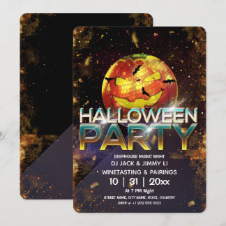 Convite Bola de Discoteca Abóbora de Halloween