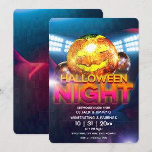 Convite Bola de Discoteca Abóbora de Halloween