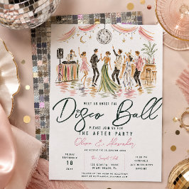 Convite Bola de Discoteca de Aquarela Casamento Depois da 