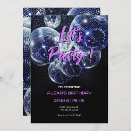 Convite Bola de discoteca do Partido do vamos