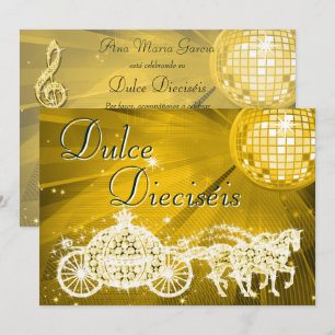 Convite Bola de Discoteca Dourada, Carruagem da Princesa &