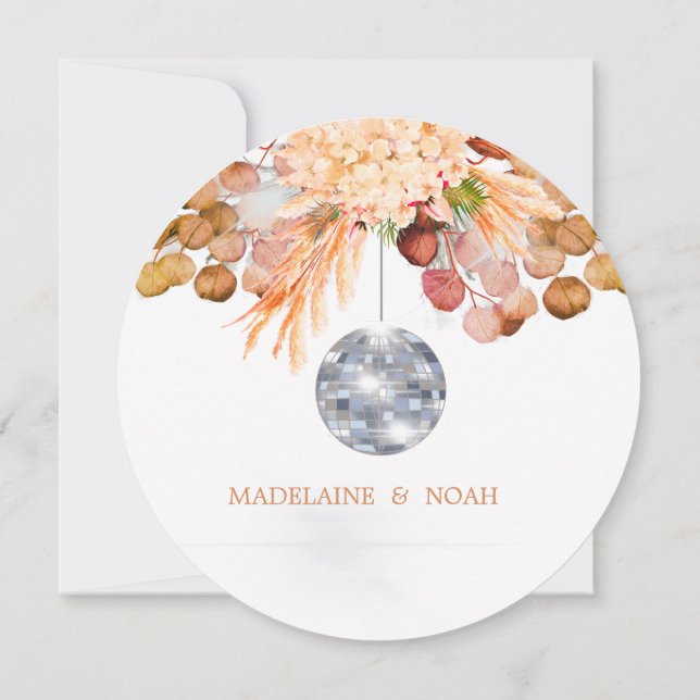 Convite Bola de Discoteca Floral Elegante Chique Ensaio de (Verso)
