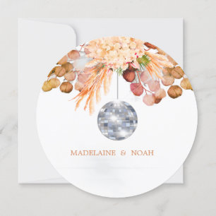 Convite Bola de Discoteca Floral Elegante Chique Ensaio de