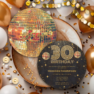 Convite Bola de Discoteca Ouro Preto Aniversário de 30 Ano