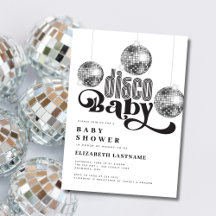 Bola de Discoteca Prateada Chuveiro de Bebê Retro 