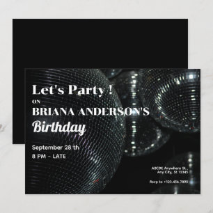 Convite Bola de Discoteca Preta