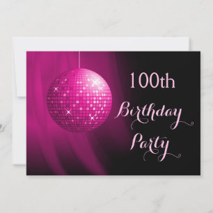 Convite Bola de Discoteca Rosa Choque para Festa de Aniver